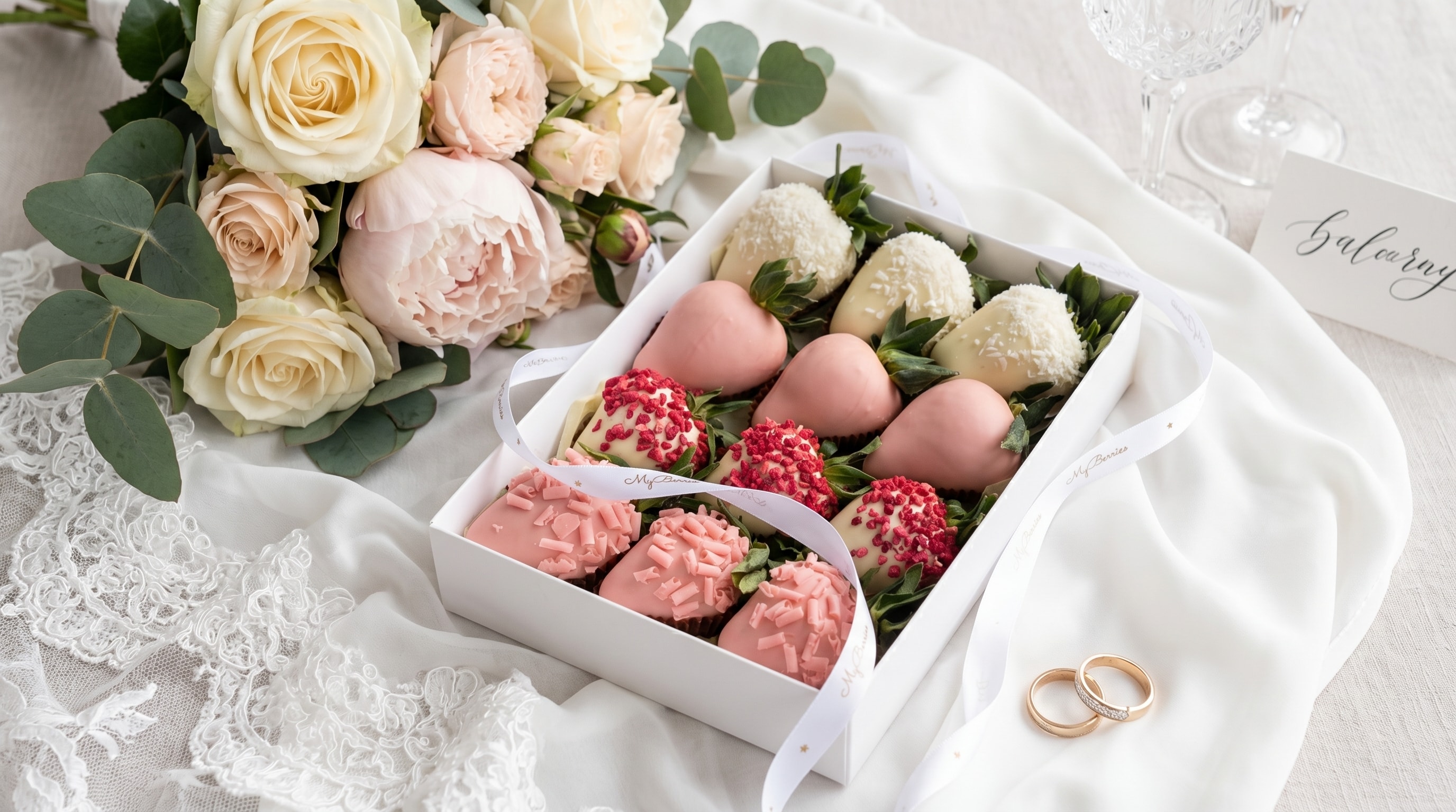 Клубника в шоколаде MyBerries Glamour — нежный подарочный набор с цветами